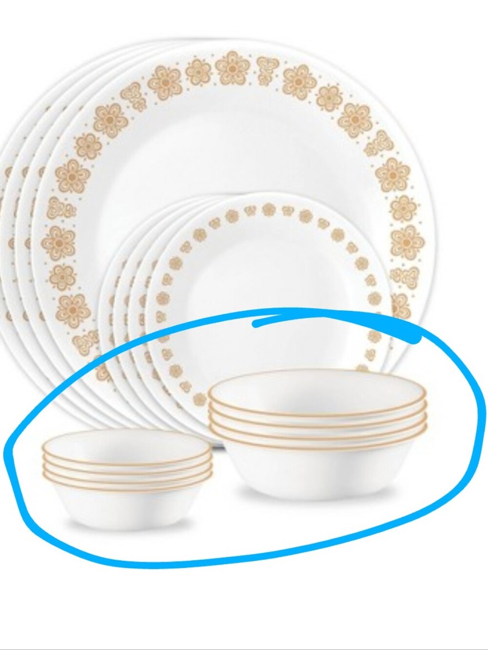 8 New Corelle Butterfly Gold Soup/ Cereal Bowls, Dinnerware, 4 10 oz, 4 18 oz